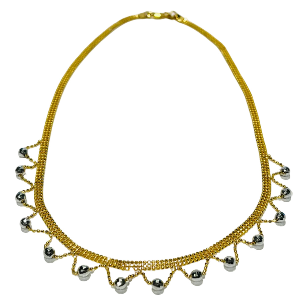 Collier en maille Milanaise en Or Jaune et Or Gris 22K - 13.66 Grs