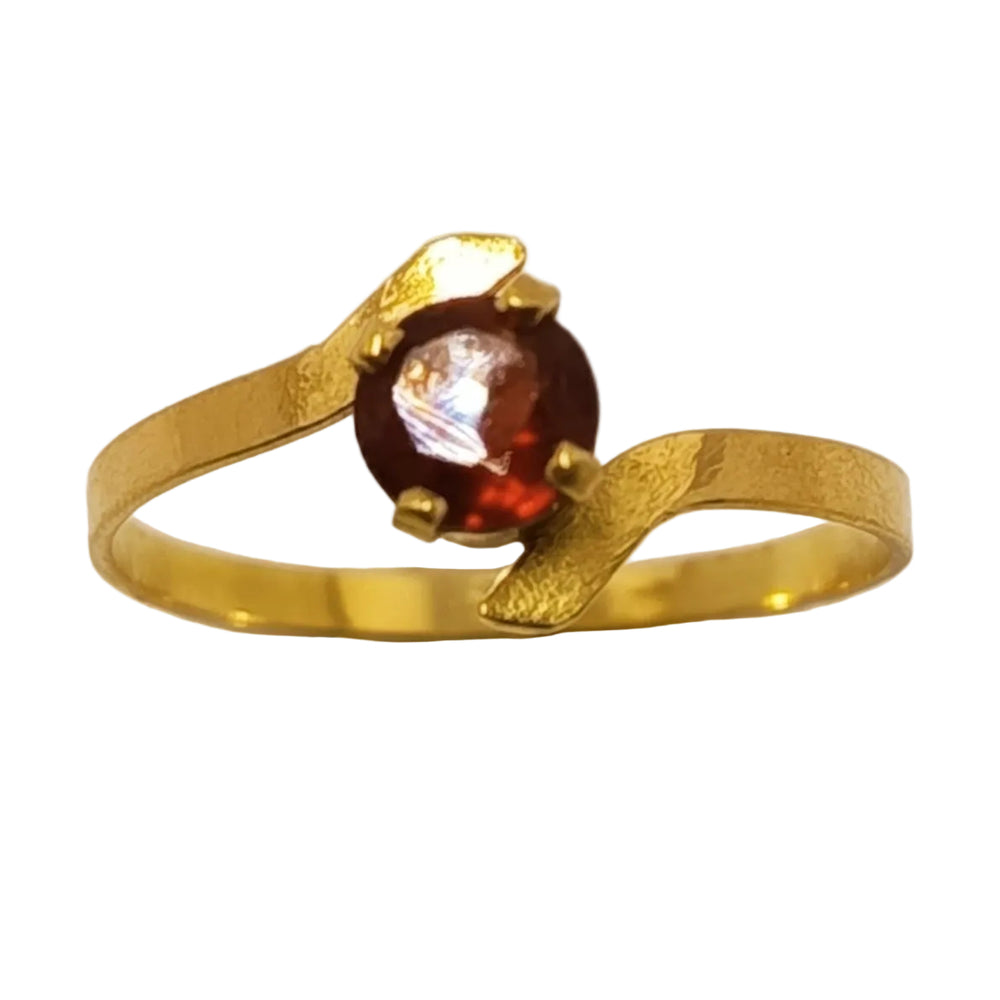 Bague solitaire en or 18k avec pierre grenat vintage