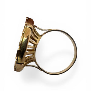 Bague porte pièce en Or jaune 18K - 11.42G - Taille 56