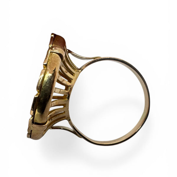 Bague porte pièce en Or jaune 18K - 11.42G - Taille 56