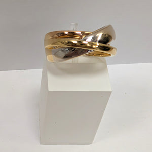Bague Signée en Or Jaune, Rose et Blanc 18 Carats Taille-54
