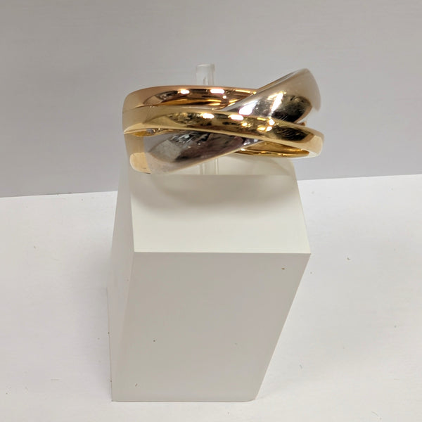 Bague Signée en Or Jaune, Rose et Blanc 18 Carats Taille-54