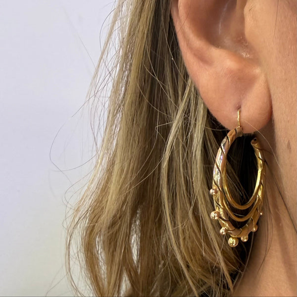 Boucles d'oreilles créoles 18k or jaune et blanc