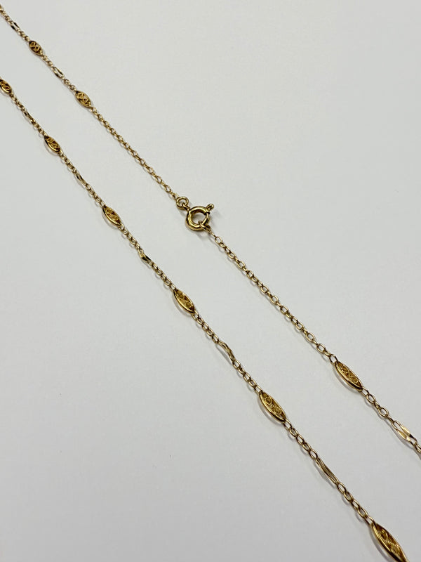 Collier Or Jaune Longue Chaîne Maille Filigrane 18k