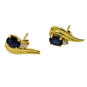 Boucles d'oreilles en Or jaune 18K - saphir et diamants -  1.62G
