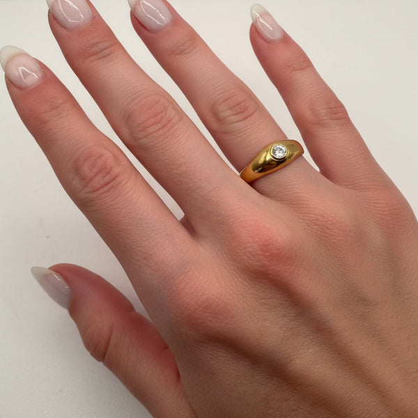 Bague en or jaune 18K avec Oxyde de Zirconium - T56