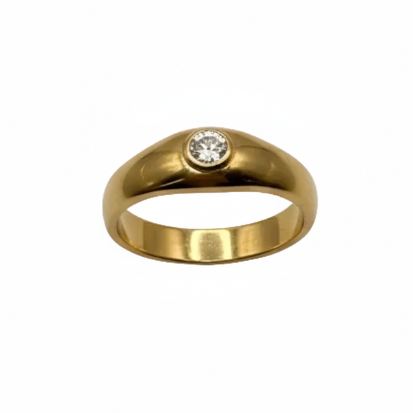 Bague en or jaune 18K avec Oxyde de Zirconium - T56