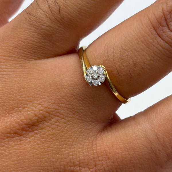 Bague empierrée en Or Jaune et Or Gris 18K