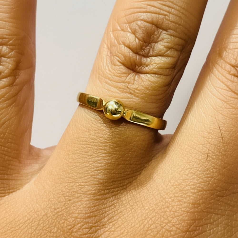Bague boule en or jaune 18K