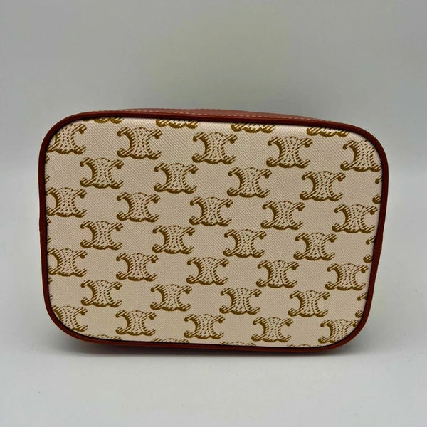 Sac Seau Céline Toile Beige Bandoulière Bouton Pression