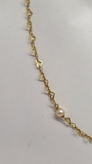 Collier en or jaune 18 carats et perles – 42,2 cm