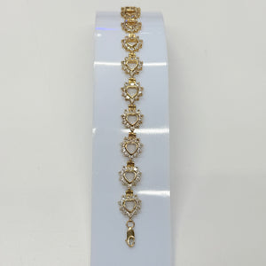 Bracelet Cœur et Zirconium en Or Jaune 18 K