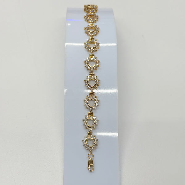 Bracelet Cœur et Zirconium en Or Jaune 18 K