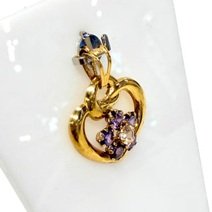 Pendentif Coeur Fleur en Or Jaune 18K - 1.31g