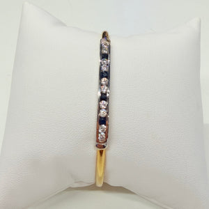 Jonc en Or Jaune et blanc 18 K avec Saphir et Zirconium