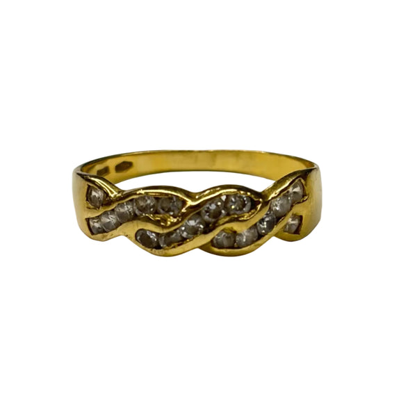 Bague en or jaune avec zirconiums 18 K