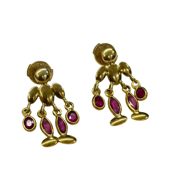 Boucles d'oreilles Pendantes avec Tourmaline en Or Jaune 18k
