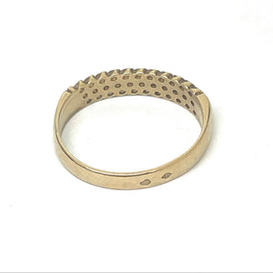 Bague Demi Tour Or Jaune 18K et Diamants - T53 - 2.67gr