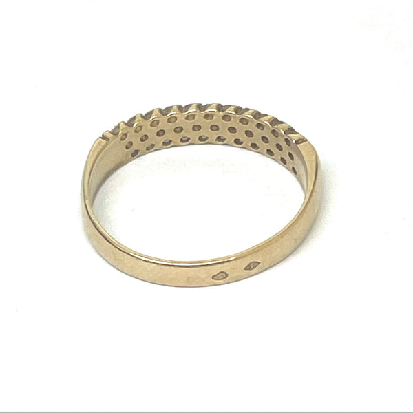 Bague Demi Tour Or Jaune 18K et Diamants - T53 - 2.67gr