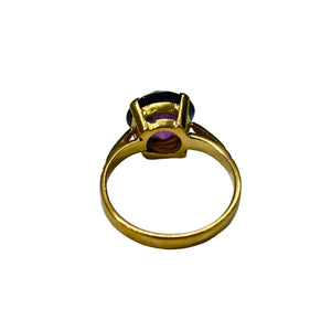 Bague Saphir Violet Or Jaune 18 Carats Taille 51