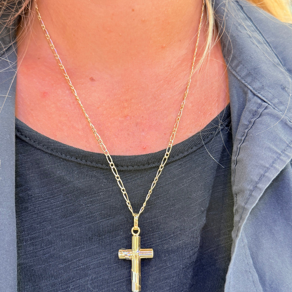 Pendentif Croix en Or Jaune et Blanc 18k Poids - 3.68 Grs