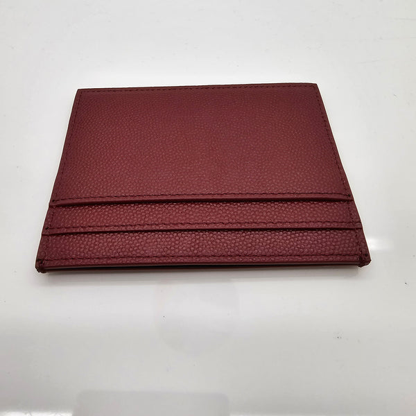 Porte-cartes Saint Laurent en cuir grainé bordeaux
