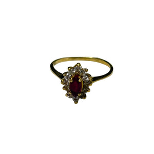 Bague Marguerite Or Jaune Rubis et Zirconium 18