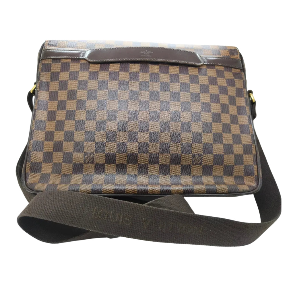 Sac bandoulière LV Shelton en toile Damier marron
