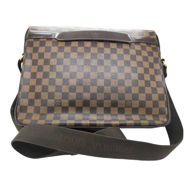 Sac bandoulière LV Shelton en toile Damier marron