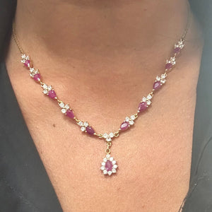 Collier Fantaisie en Or Jaune 18 K avec Oxyde et Rubis