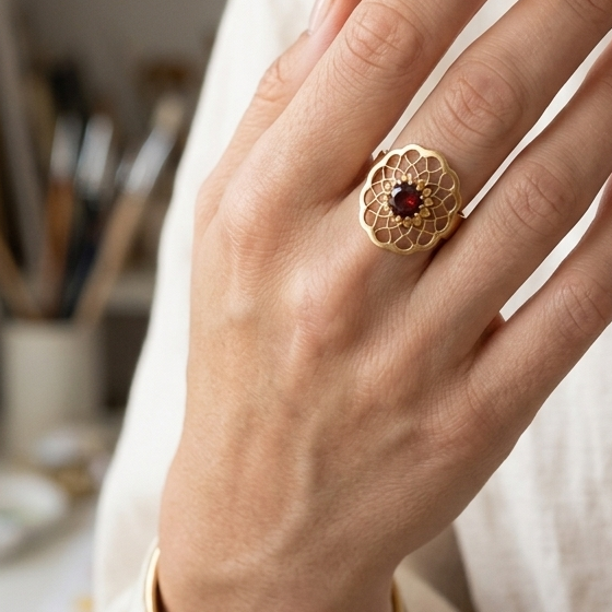 Bague  en Or Jaune 18K - Taille 54 - 2.28 Grs
