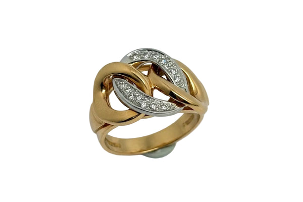 Bague Tank en Or Jaune 18k avec 14 Diamants - 7.13gr - T54