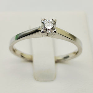 Solitaire en Or Blanc 18K Diamants- Taille 57 - 2.8G