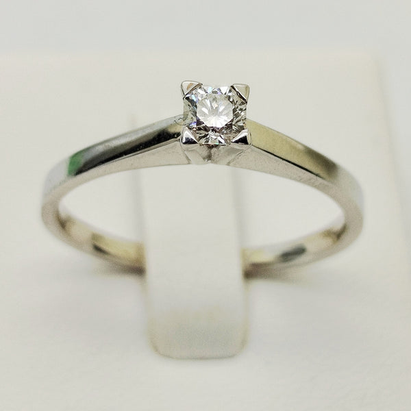 Solitaire en Or Blanc 18K Diamants- Taille 57 - 2.8G