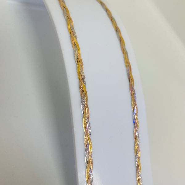 Collier Ras du Cou Tressé 3 Ors 18K 5.08 Grs