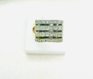 Bague Tank 750/1000 Or Jaune et Gris avec Diamants