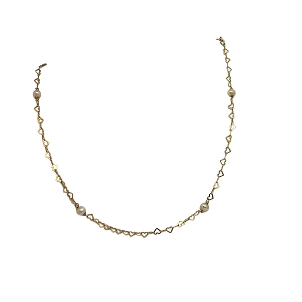 Collier en or jaune 18 carats et perles – 42,2 cm