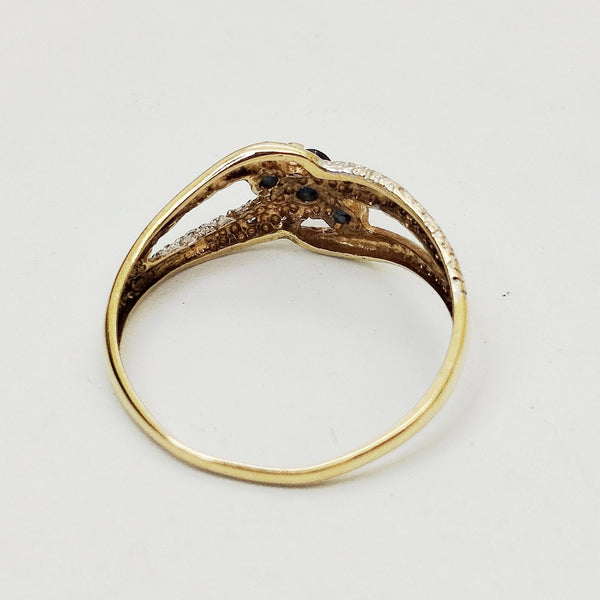 Bagues en Or jaune 18K avec saphirs et diamants -Taille 59 - 2.09g