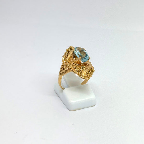 Bague Marquise Or Jaune 18K avec Topaze
