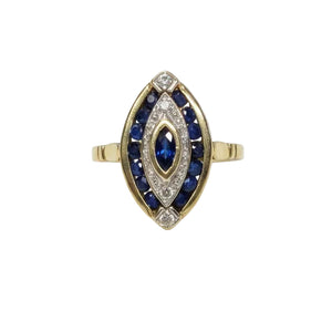Bague Marquise en Or Jaune et Blanc 18 K - Taille 54 - 4.16 G