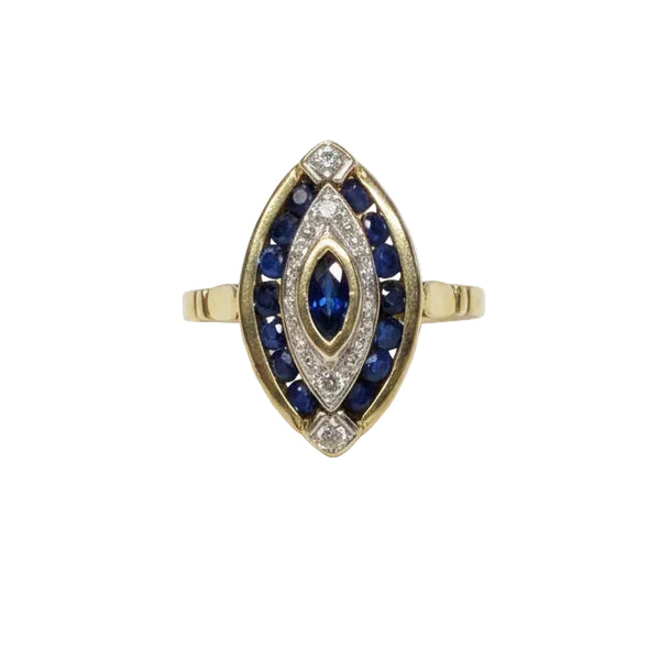 Bague Marquise en Or Jaune et Blanc 18 K - Taille 54 - 4.16 G
