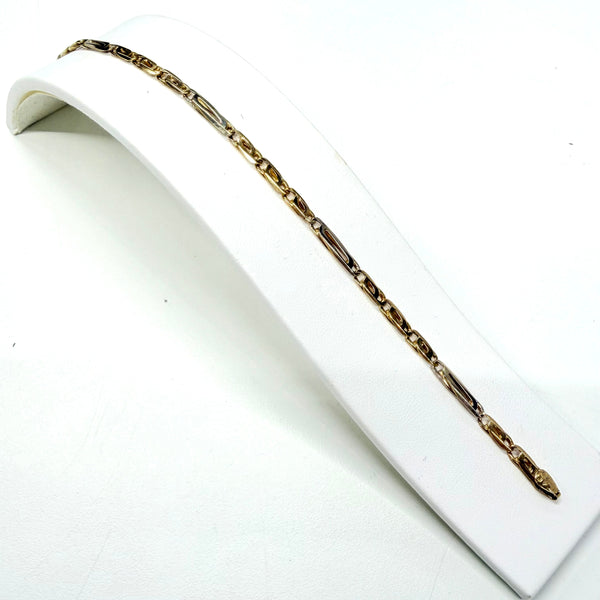 Bracelet Maille Fantaisie Or Jaune et Blanc 18k