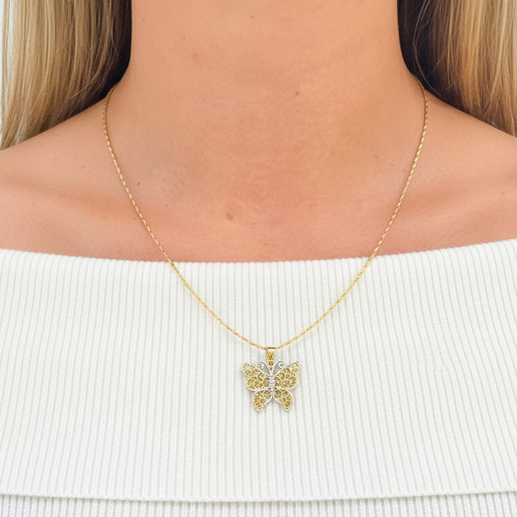 Collier Ras du Cou en Or Jaune et Blanc 18k - 2.39 G