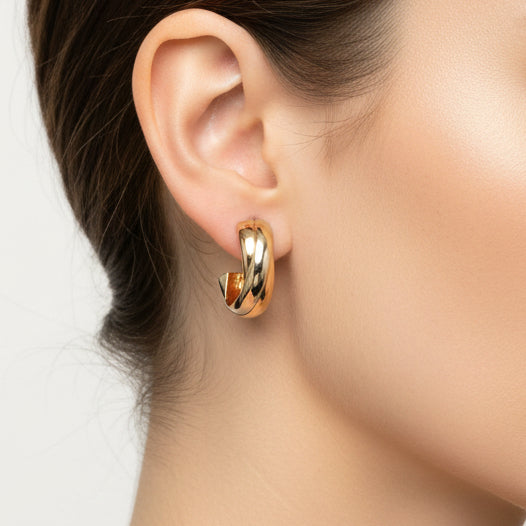 Boucles d'oreilles créoles 3 ors 18K - 1.58 Grs