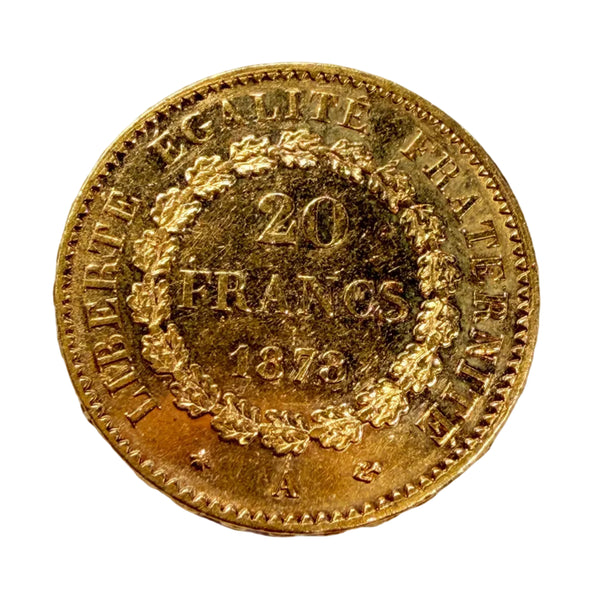 Pièce Rare en Or Jaune 20 Francs Génie 20K