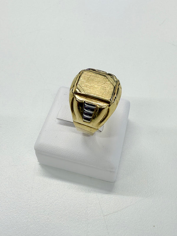 Chevalière en Or Jaune et Blanc 18k T61
