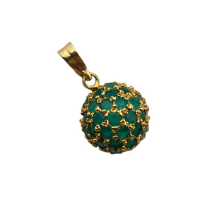 Pendentif Médaillon en Or Jaune avec Émeraude 18K - 1.69 Grs