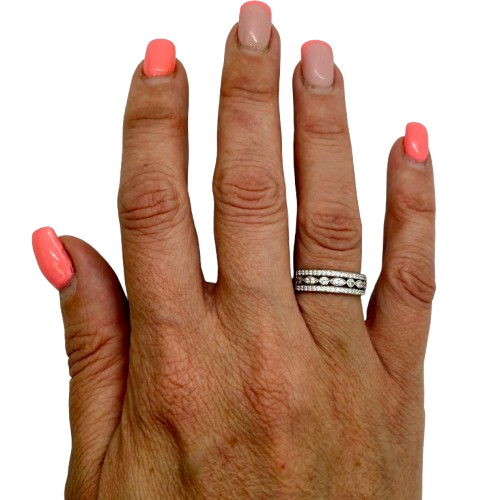 Bagues Alliance en Or Gris 18 Carats avec Oxyde de Zirconium - T 54