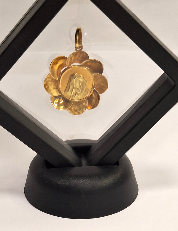 Pendentif Médaille Vierge Marie en Or Jaune 18k