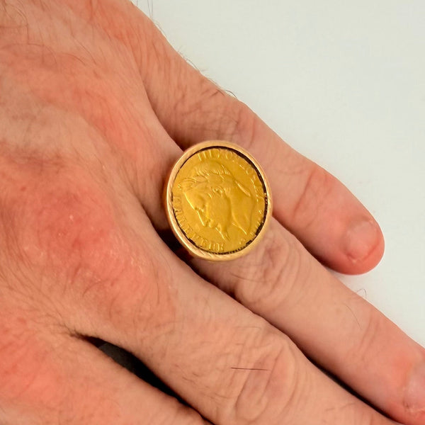 Bague Pièce en Or Jaune 18k
